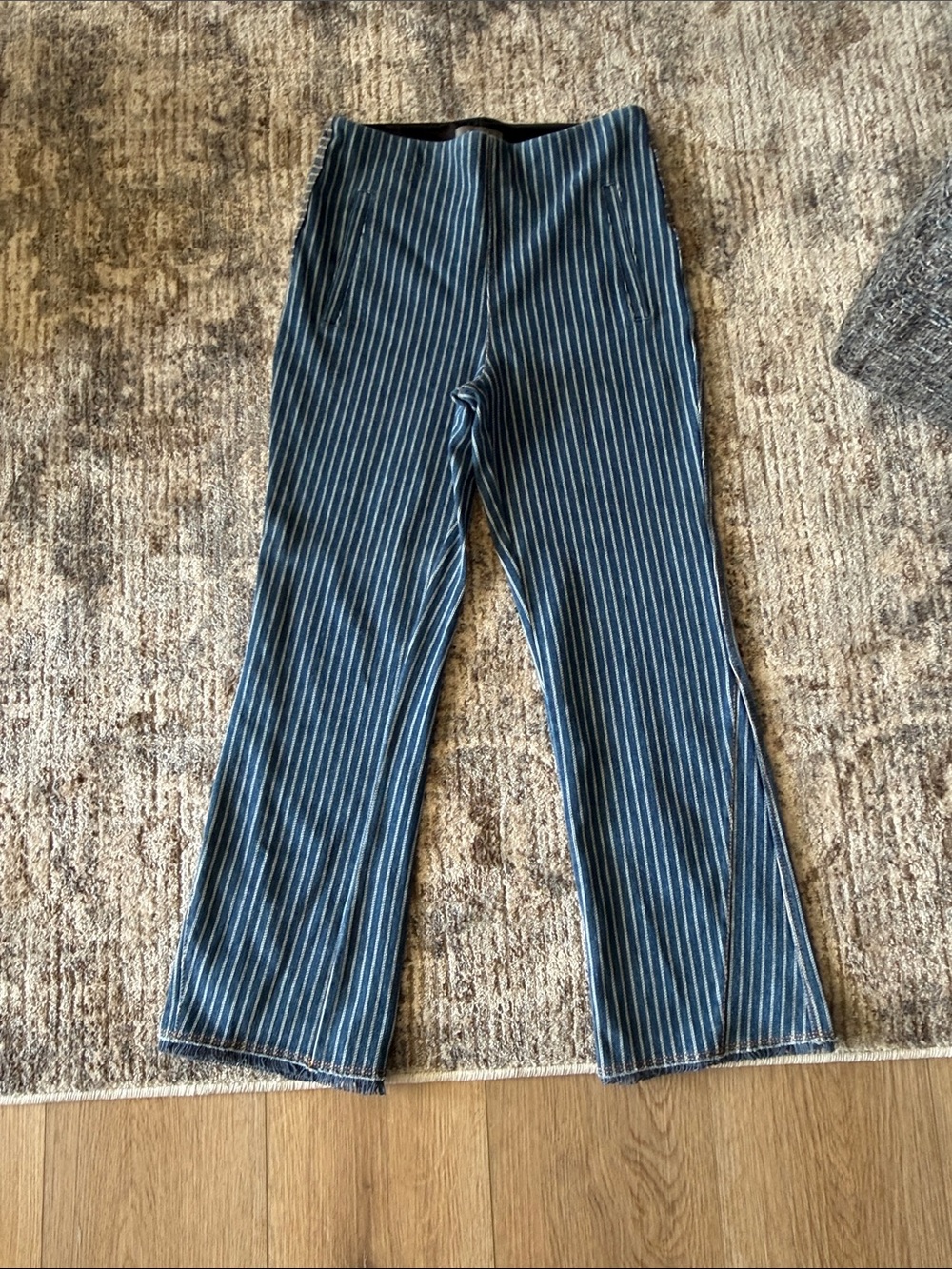 Lysse Blue Pinstripe Flared Pants NWOT